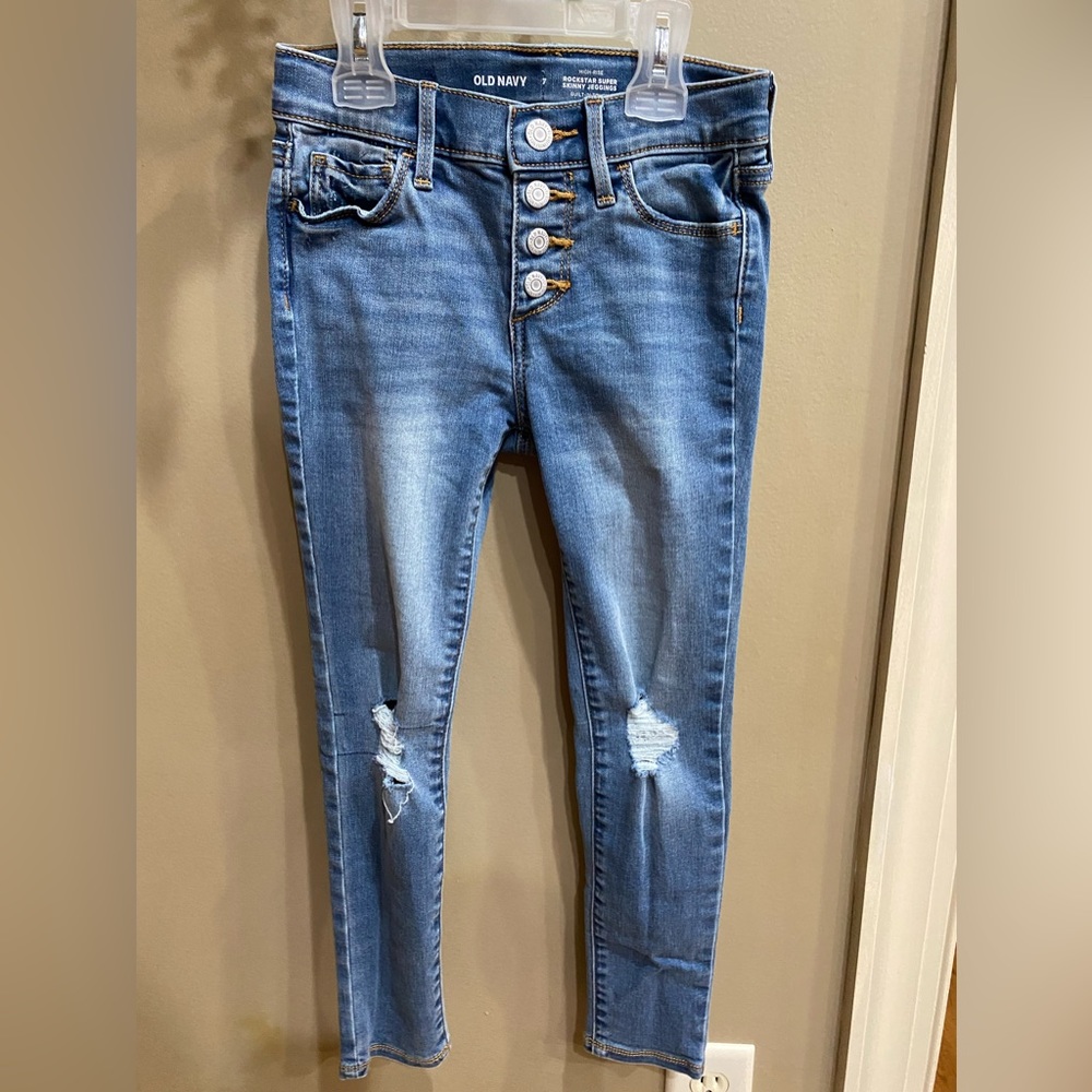 Old Navy High-Waisted Rockstar Built-In
Tough Button-Fly Distressed
Jeggings